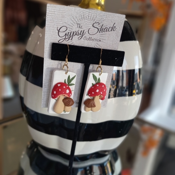 Handmade mushroom earrings - Picture 2 of 5